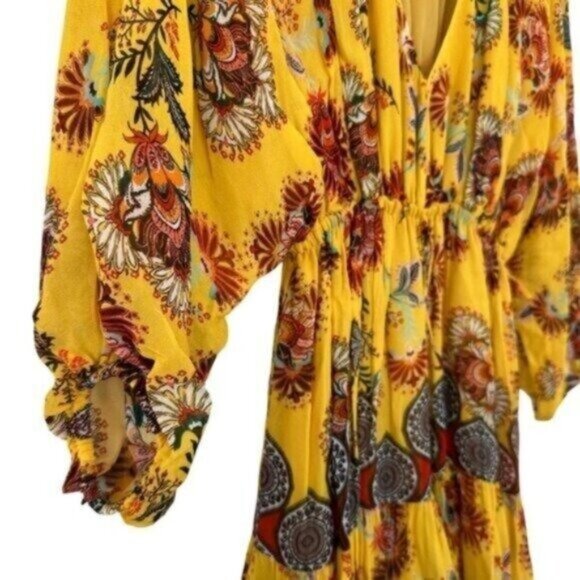 Alexis Holli Amber Bloom Floral Print Bohemian Tiered Mini Dress Size S - Picture 7 of 11